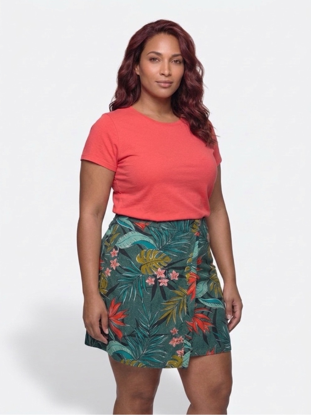 Rip Skirt Hawaii Travel Wrap Skirt Coverup NWT XXL Length 2 Tropical Print + Tee